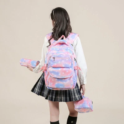Starry Sky Full Printing Digital Zipper Bolsa Unisex Escuela Mochila Juego de 3 piezas