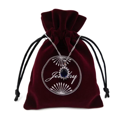Bolsas de moda con cordón de terciopelo para joyas con logotipo personalizado.