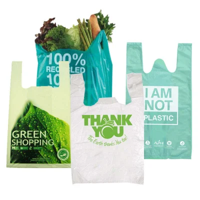  PLA + Pbat compostable Cassava raíz Orgánica Compras Camiseta Bolsa
