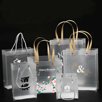  Transparente personalizado fondo cuadrado compras la bolsa de embalaje de plástico de PVC Publicidad Impresión en color mate Don PP en el bolso de alta calidad