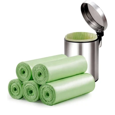  Bolsa de basura de cocina extra fuerte de almidón de maíz 100% biodegradable en rollo.