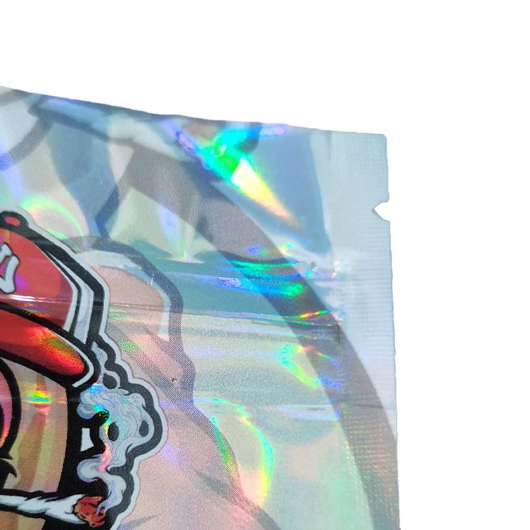 Custom Printed Small Holographic Ziplock Rainbow Laser Plastic Mylar Packaging Zipper Pouch Bag