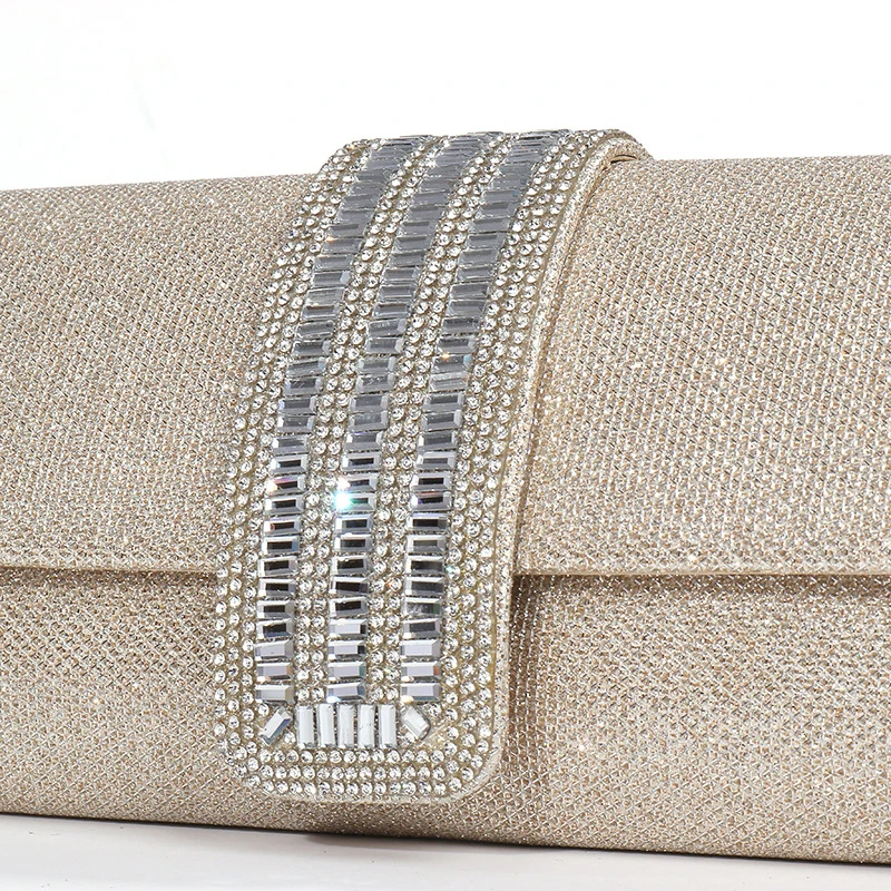 Wholesale Fashionable Light Luxury Flash Powder Inlaid Fine Diamond Lock Single Shoulder Evening Bag Personalized Cosmetic Bag