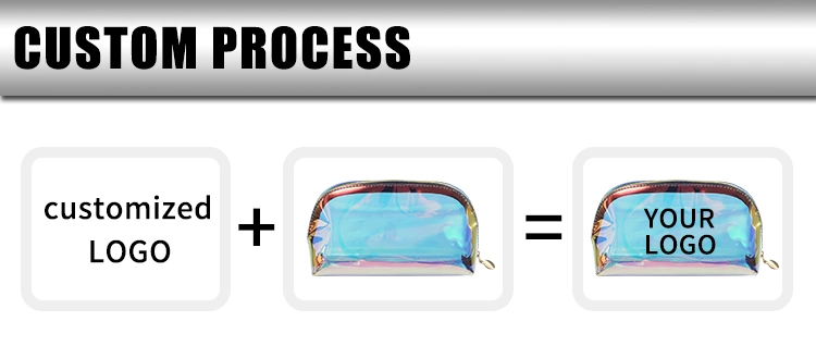 Low MOQ Custom Logo Fashion Small Personalized Holographic PVC Makeup Bag&Cases Cosmetic Gift Bags