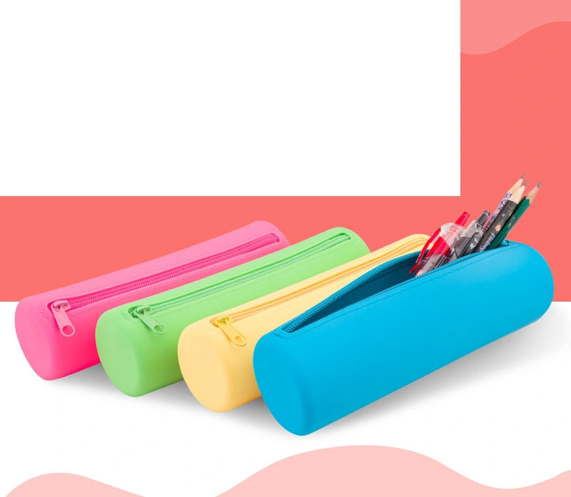 Silicone Office Primary School Students Children Child Promotion Gift Kids Pencil Pen Cosmetic Brush Pot Pouch Case Box Bag