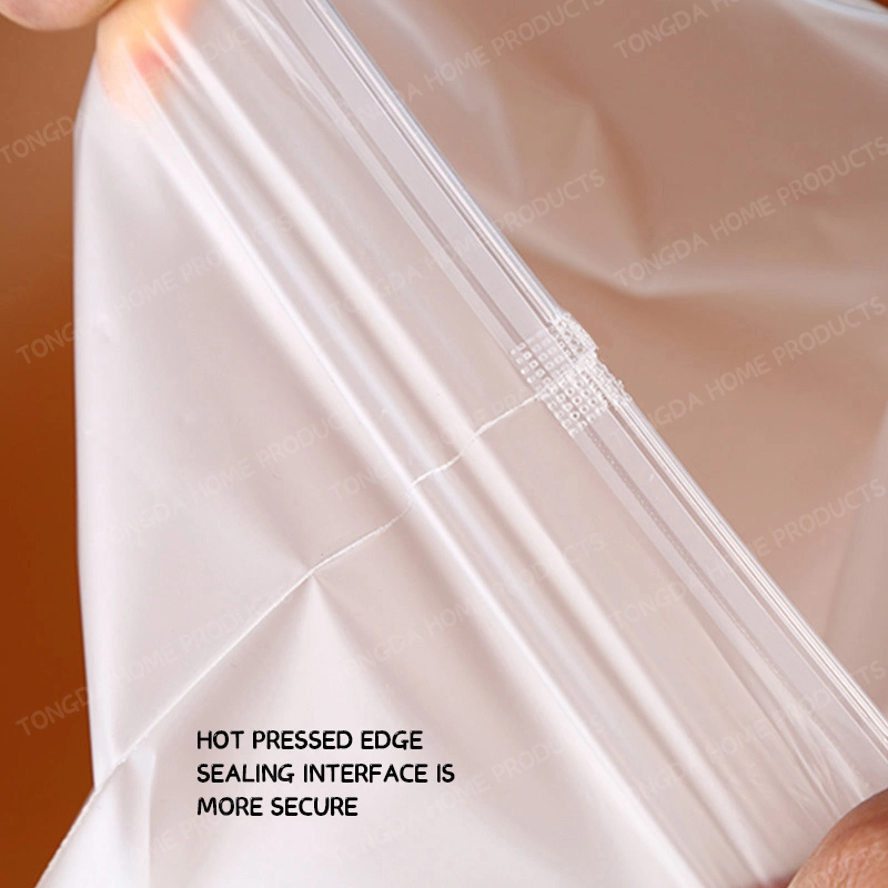 Transparent Frosted Zipper Bag for household Storage Underwear T-Shirt Packaging Plastic Bag with Round Ring