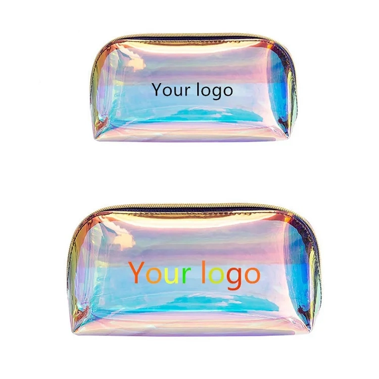PVC Large Holographic Makeup Hologram Travel Cosmetic Bag Private Label with Logo for Women