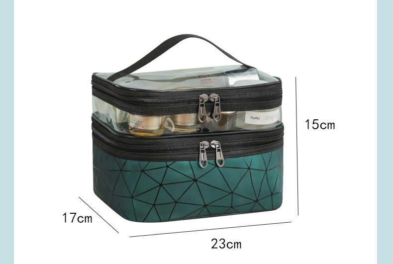 Multifunction Double Transparent Make up Case Big Capacity Travel Makeup Organizer Toiletry Storage Cosmetic Bag for Women