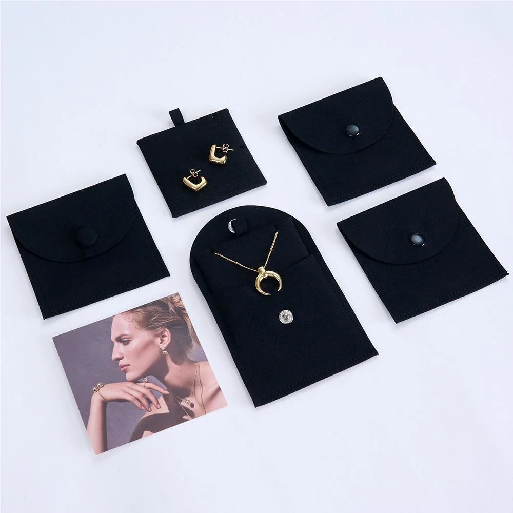 Accept Small Order Dropship Wholesale Custom Logo Black Flannel Velvet Pouch Gift Drawstring Bag Packaging Velvet Jewelry Pouch