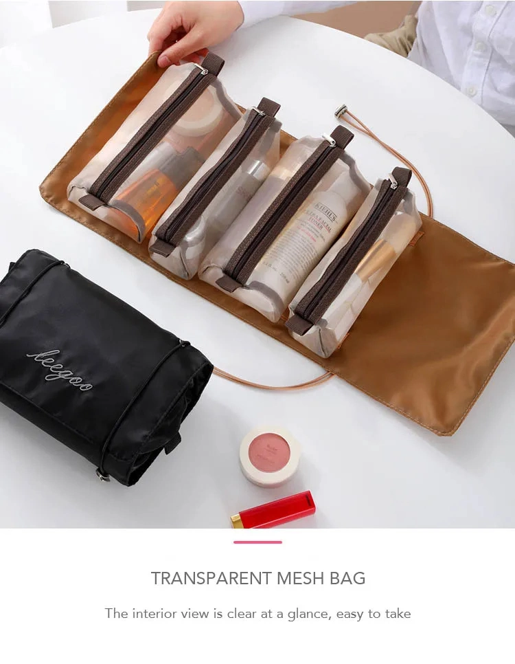 PCS/Set Cosmetic Bag Vintage Designer PVC Mesh Stripe Waterproof Travel Bags Multifunctional Transparent Makeup Storage Bag