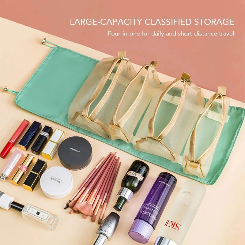 PCS/Set Cosmetic Bag Vintage Designer PVC Mesh Stripe Waterproof Travel Bags Multifunctional Transparent Makeup Storage Bag