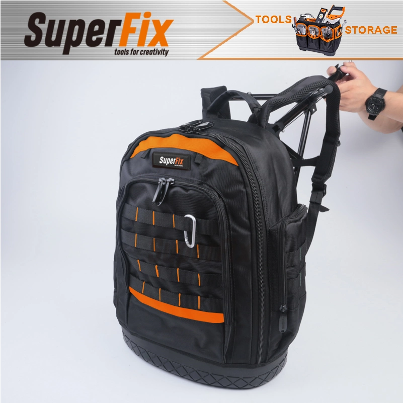 Double Shoulder Polyester Tool Bag with Small Pockets, Fashion Design Toolkit