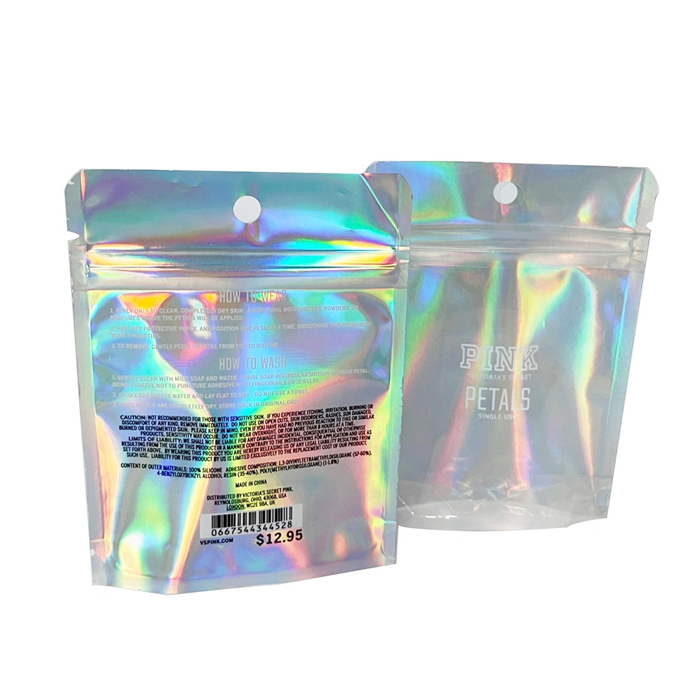 Custom Printing Jewelry Mobile Phone Accessories Mylar Packaging Bag Holographic Plastic Bag
