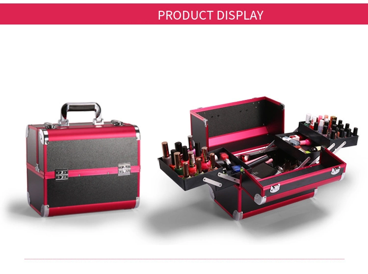 New Pink Beauty Aluminium Makeup Case with Lighted Double Fashion Superior Quality Vanity Train Cosmetic Box for Ladies