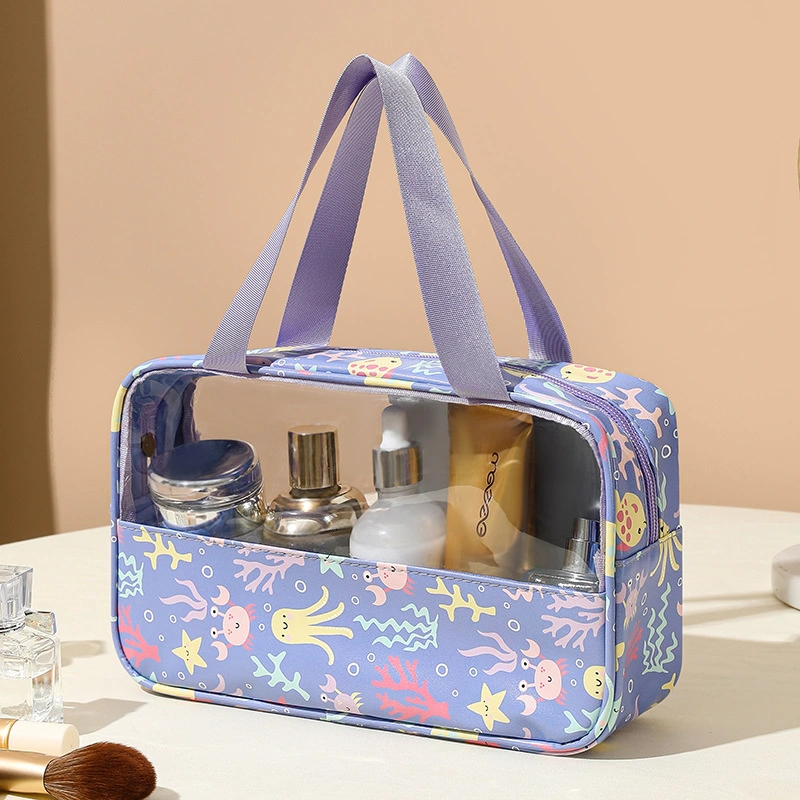 New Arrivals Portable PVC Colorful Flower Private Label Makeup Organizer Travel Cosmetic Bag