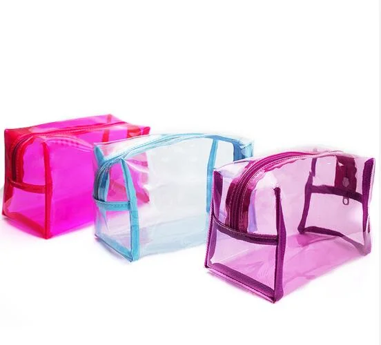 Women Bulk Makeup Pouch Transparent Neon PVC Waterproof Travel Toiletry Bags Plastic Clear Cosmetic Bag