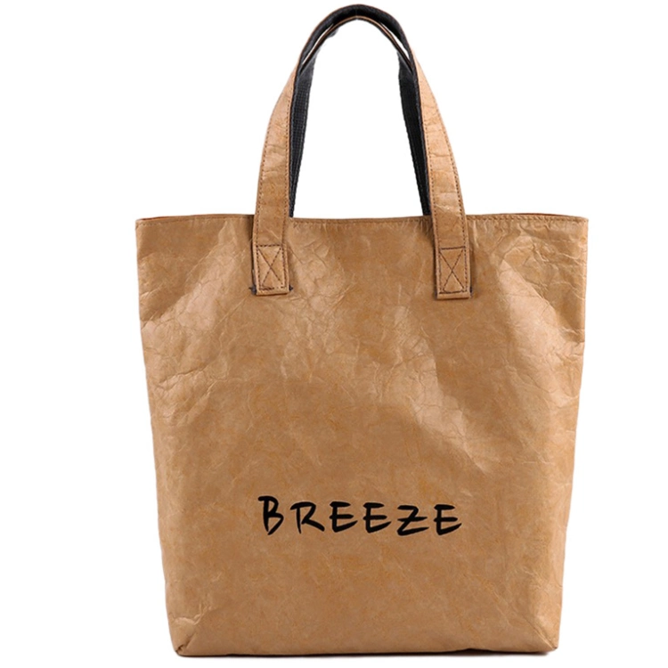 Wholesale Hot Sale Tyvek Tote Bag DuPont Kraft Brown Paper Shopping Bag Waterproof Paper Bag with Logo
