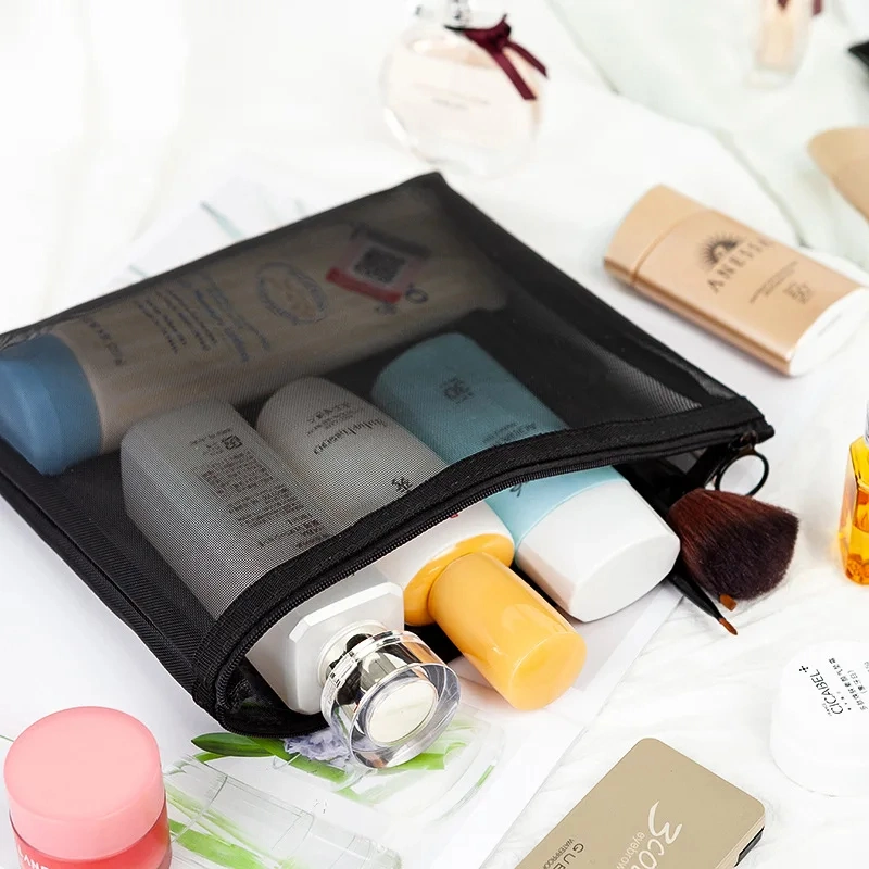 Large Capacity Double Layer Travel Foldable Transparent Makeup Cosmetic Bag Portable Toiletry Bags&amp; Cases