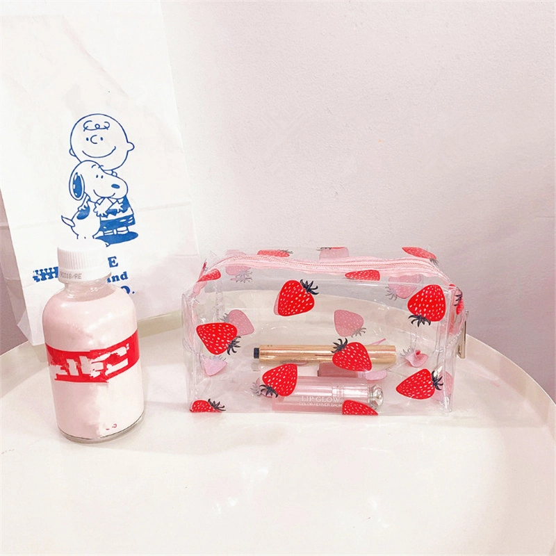 1 PC Girl Clear Cosmetic Bag PVC Transparent Makeup Bag for Women Waterproof Zipper Beauty Case Travel Toiletry Bags