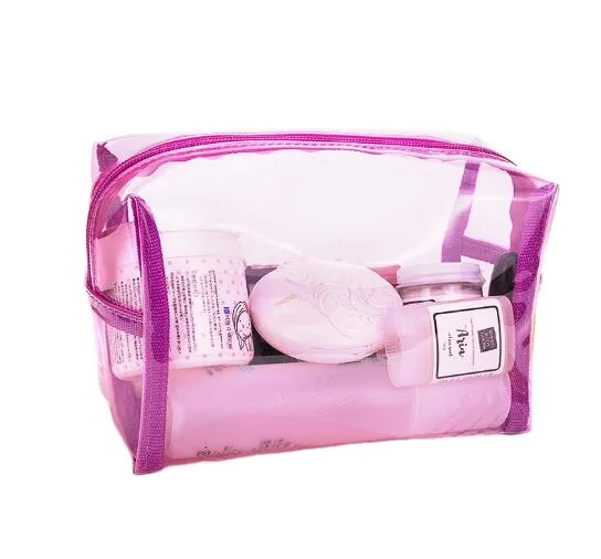 Women Bulk Makeup Pouch Transparent Neon PVC Waterproof Travel Toiletry Bags Plastic Clear Cosmetic Bag