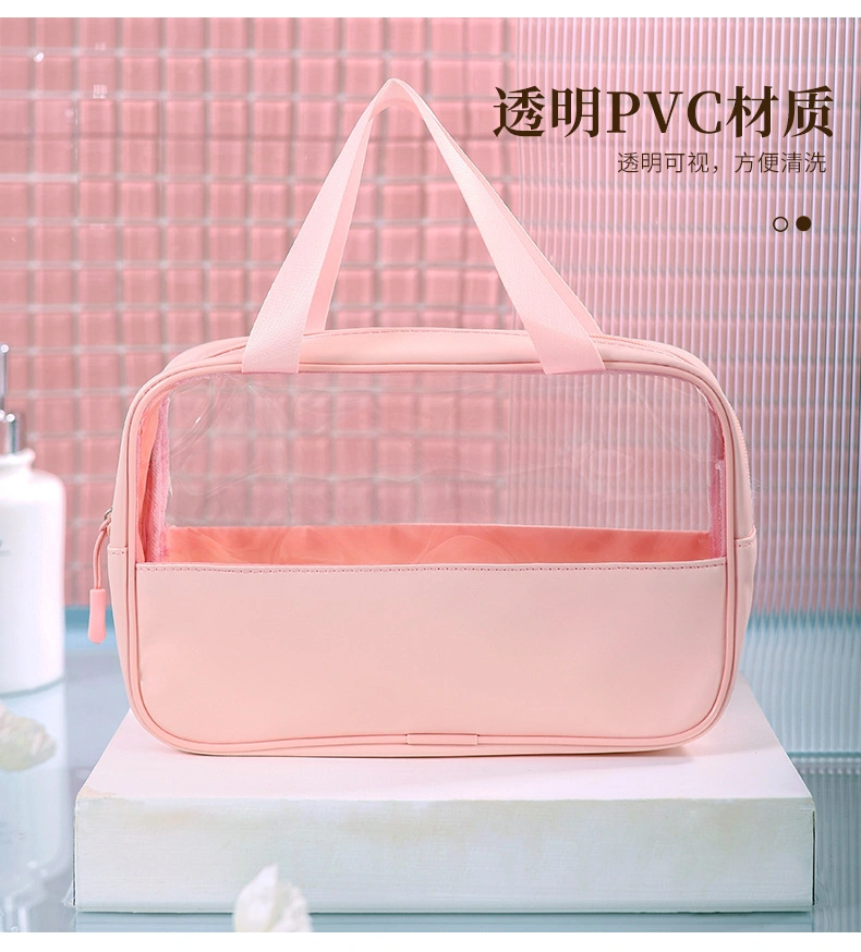 Custom Logo PU PVC Waterproof Trip Black Toiletry Ladies Pouch Kits Women Luxury Beauty Makeup Bag Pink Girl Travel Clear Cosmetic Bags