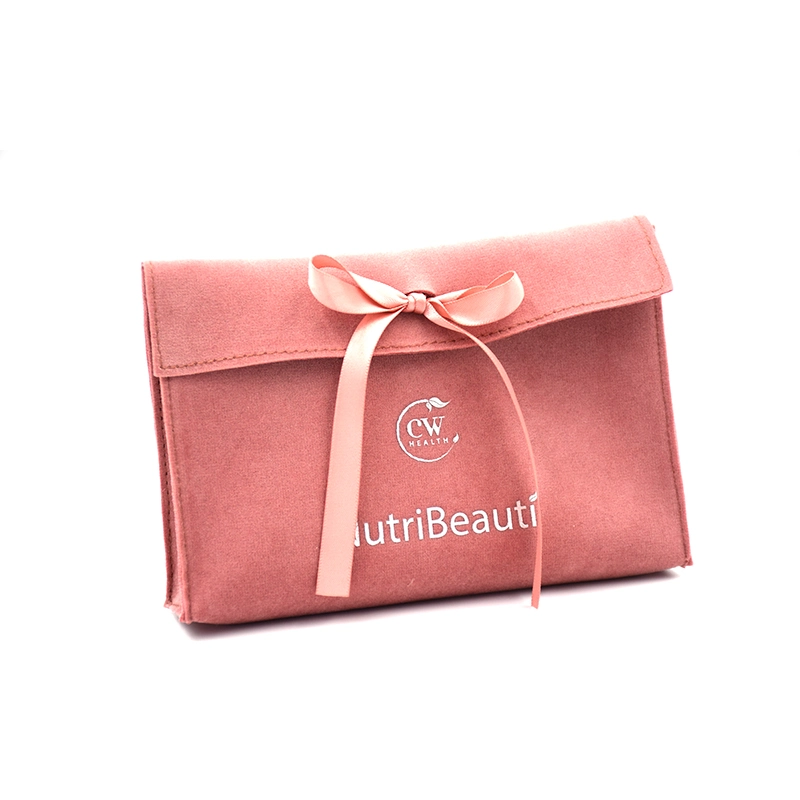 Custom Logo Printed Small Envelope Flap Suede Jewelry Bag Velvet Pouches