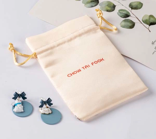 Silk Drawstring Bags for Jewelry Gift Packaging with Full Printing Small Satin Jewelry Pouches Bulk Wholesale Cosmetics Promotional Bag