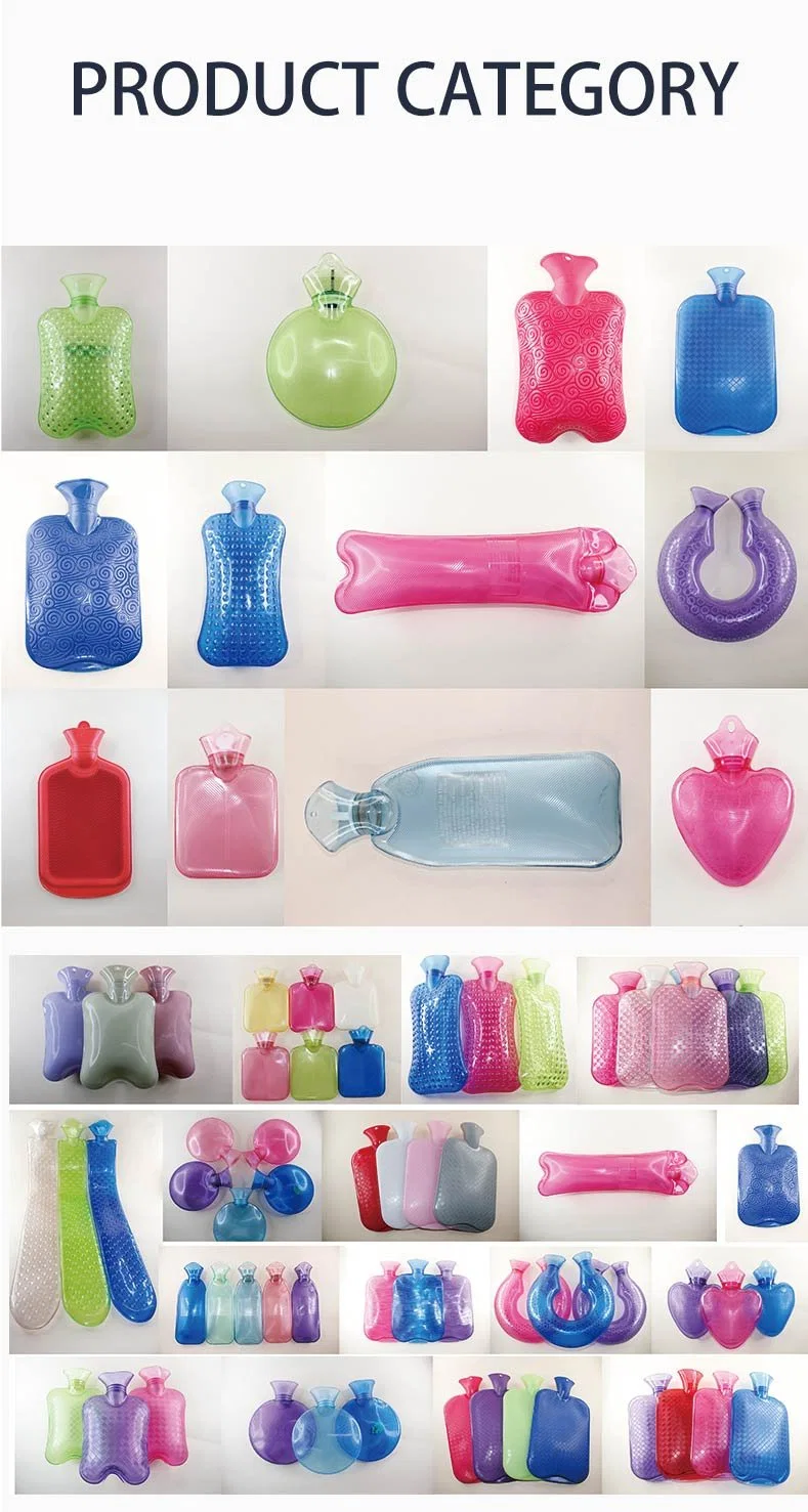 2023 Hot Sale PVC Hot Water Bottle Bag with Soft Plush Cloth Cover