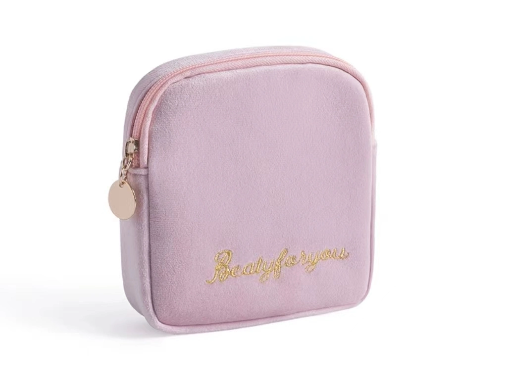 Flannel Soft Custom Embroidered Storage Bag Cosmetic Makeup-Bag