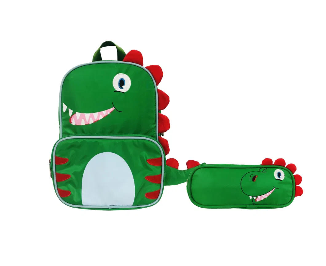Green Dinosaur Kids Students School Bag Backpack for Boys &amp; Girls with Padded Back &amp; Adjustable Strap
