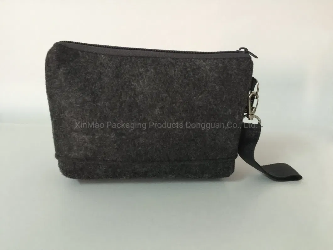 Custom Eco-Friendly Felt Cosmetic Bag Travel Storage Case with Zipper