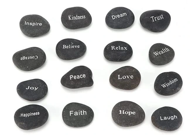 Hot Selling Natural Rune Stone Engraved Characters Writing Symbols Engraving Polished Rolling Stone Blessings