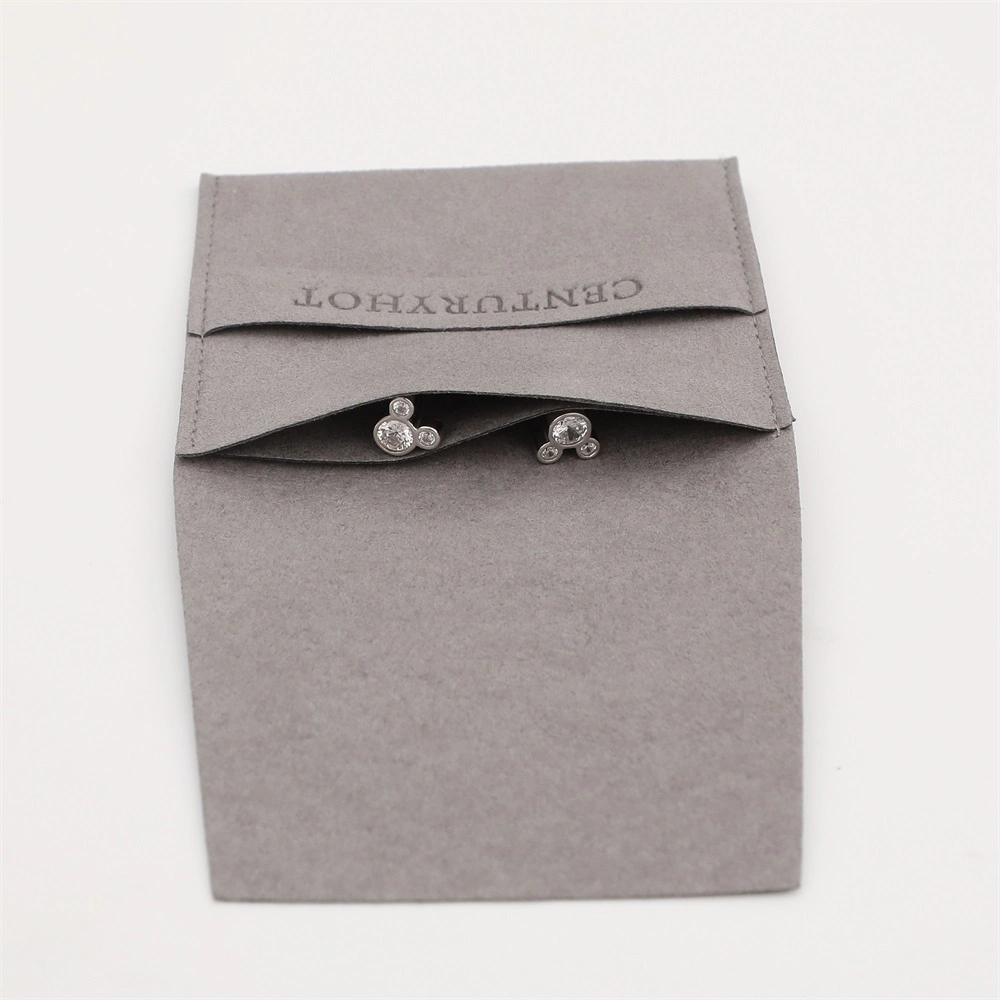 Wholesale Gray Microfiber Jewelry Bag Bag Custom Necklace Bracelet Suede Bag, Personalized Jewelry Packaging Bag Cosmetic Bag