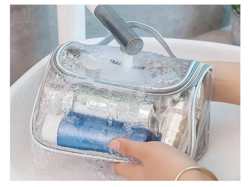 Wholesale Waterproof Transparent PVC Durable Clear Travel Cosmetic Bag with Logo