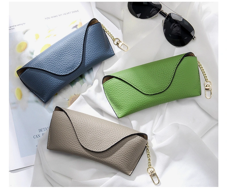 Wholesale Price OEM Service Low MOQ Leather Eyeglasses Case Custom Made Top Quality Leather Made Sunglasses Pouch Bag