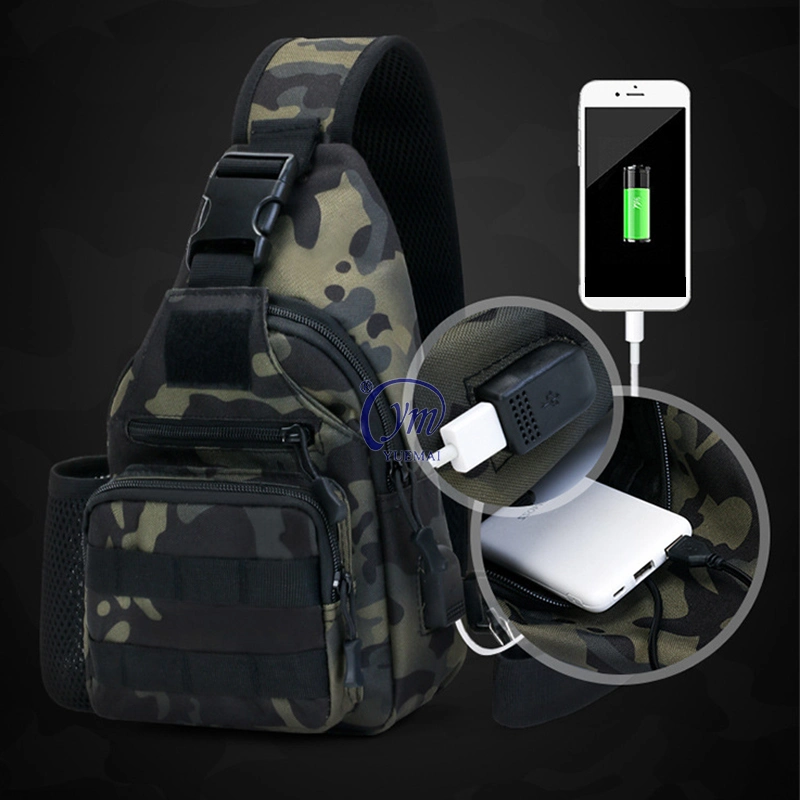Small Black EDC Tactical Sling Chest Pack Bag Molle Military Crossbody Shoulder Bag with Water Bottle