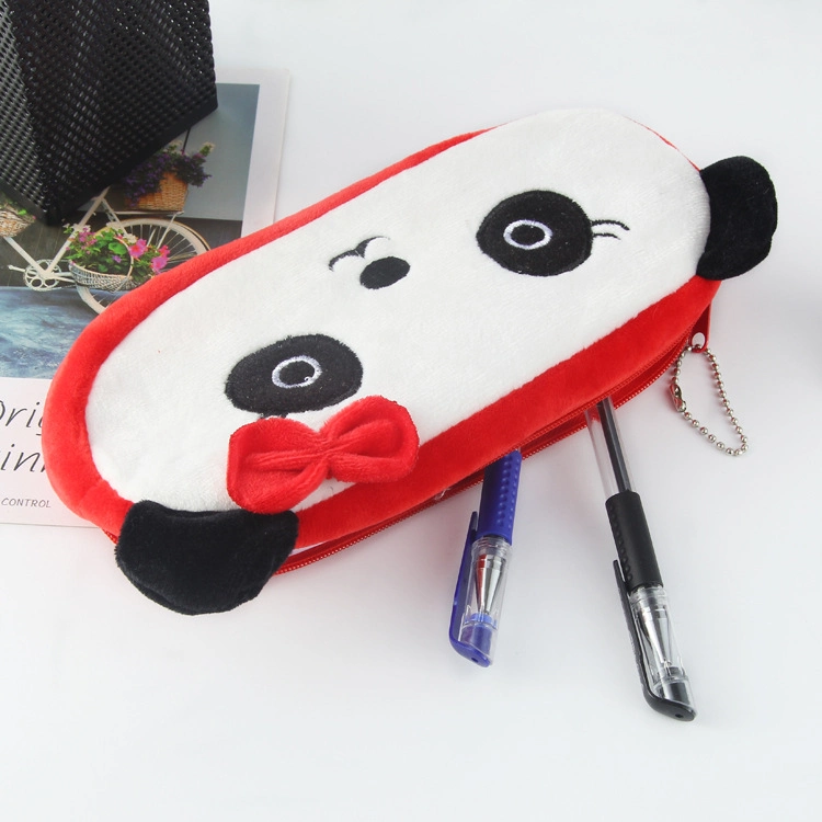 Wholesale Cute Flannelette Stationery Pencil Case Animal Shape Large-Capacity Pen Bag