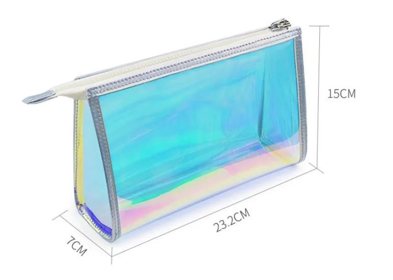 Custom Logo Waterproof Laser PVC Travel Toiletry Makeup Bag