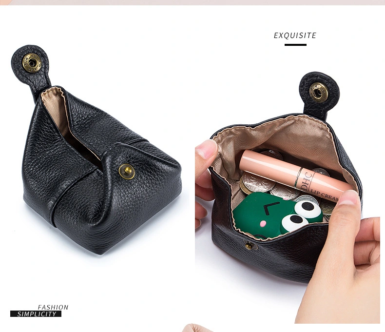 Cute Japanese and Korean Coin Purse Soft Cowhide Mini Headphone Key Female Coin Lipstick Storage Bag Small Bean Bag