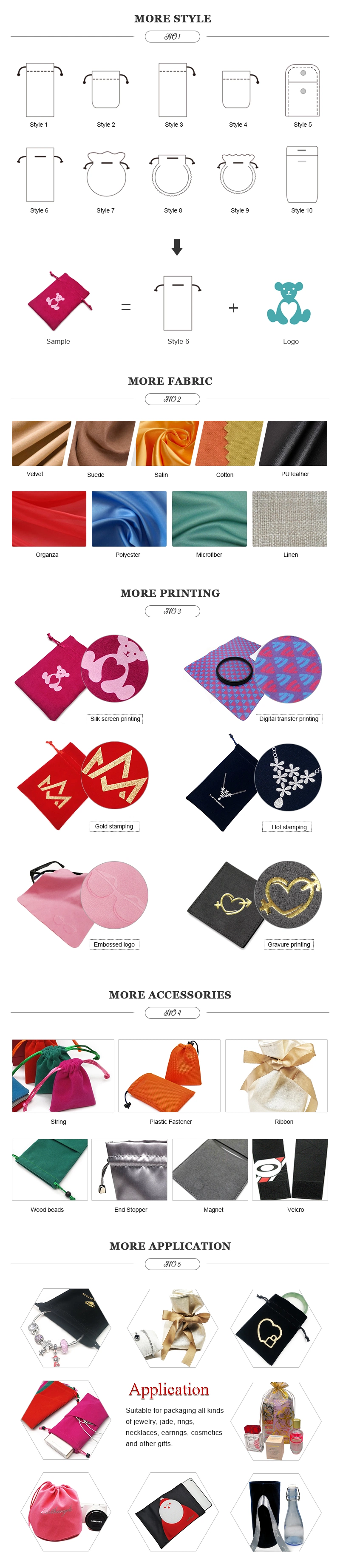 Custom Silk Screen Printed Logo Velvet Jewelry Gift Packaging Bag Poch