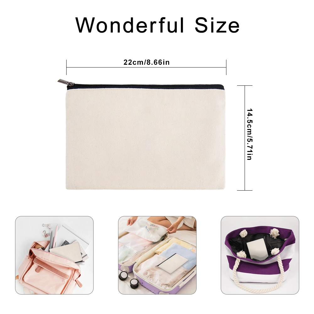 Custom Pattern Designer Zipper Toiletry Bag Pen Case Multi-Purpose Travel Cotton Canvas Cosmetic Bag