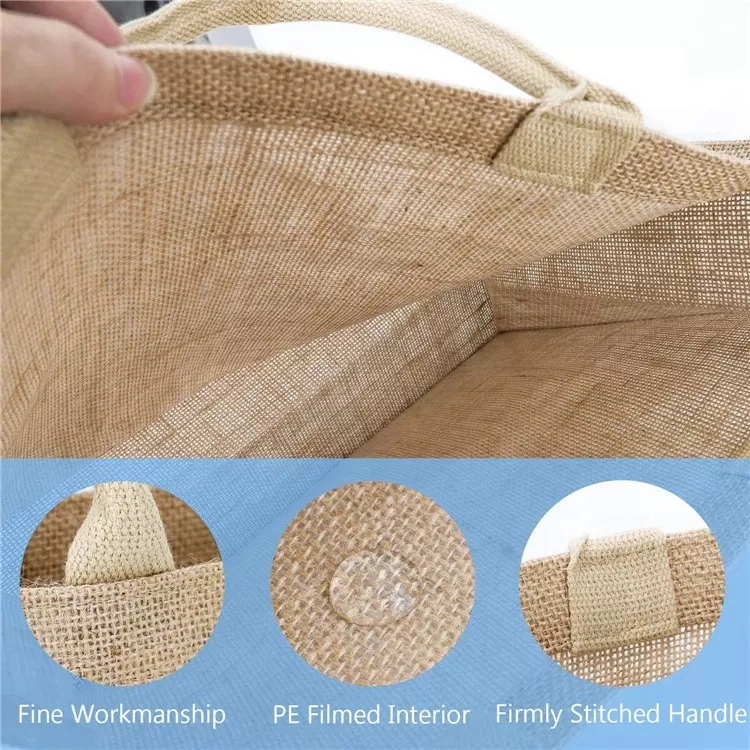 Reusable Shopping Gift Round Bottom Jute Bag with Logo