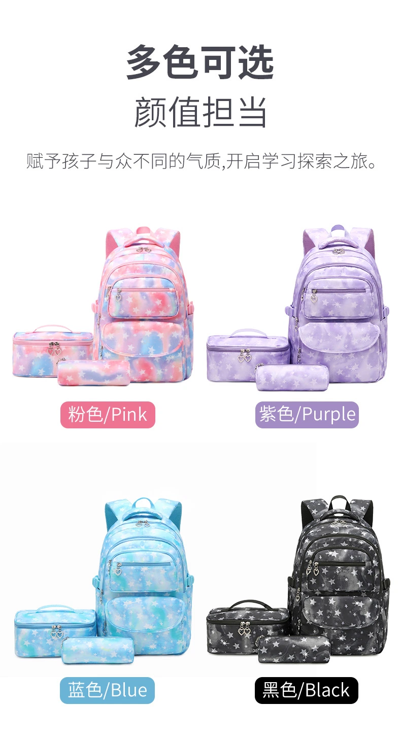 Ru 3 in 1 Floral Backpack for Girls Students Rucksack with Lunch Bag and Pencil Bag for Teenager Canvas Waterproof School Bag