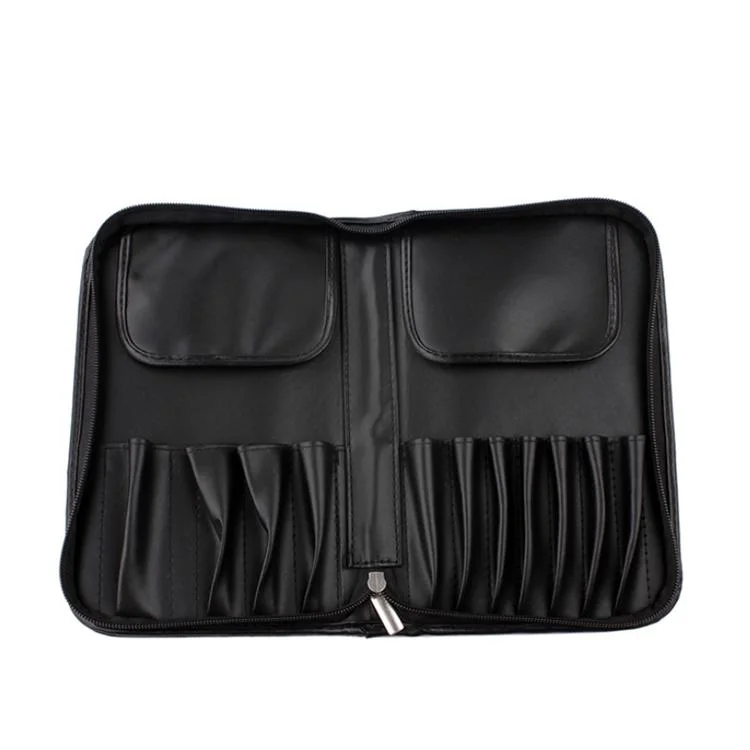 Private Label Pink PU Leather Zipper PVC Cosmetic Case Makeup Brush Bag Custom Logo
