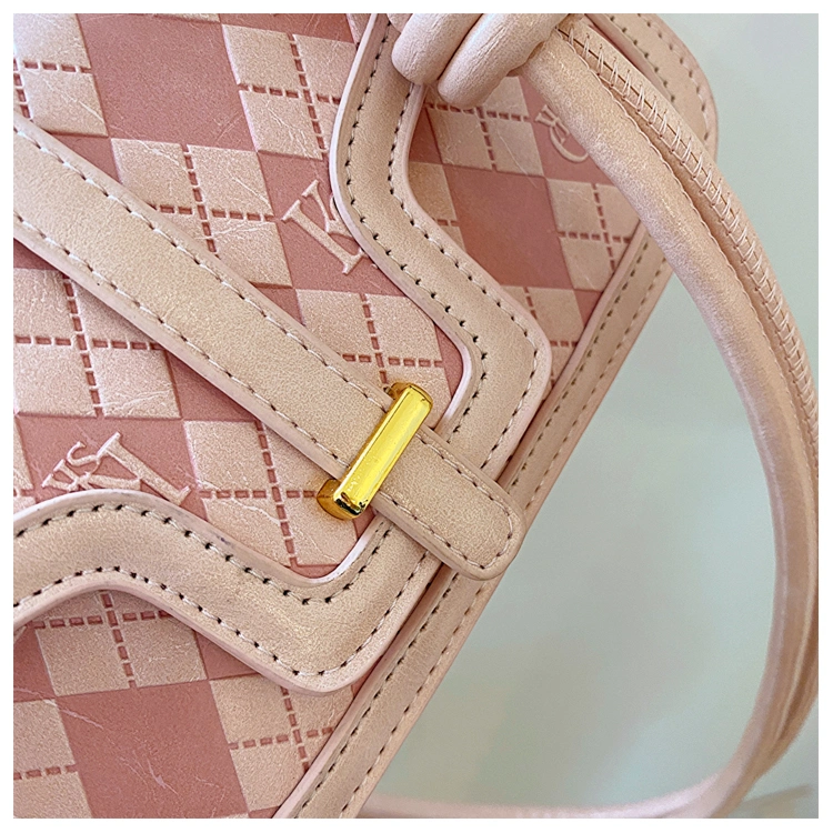 Hot Sale fashion Leisure Magnetic Button Check Small Square Bag Crossbody Bag