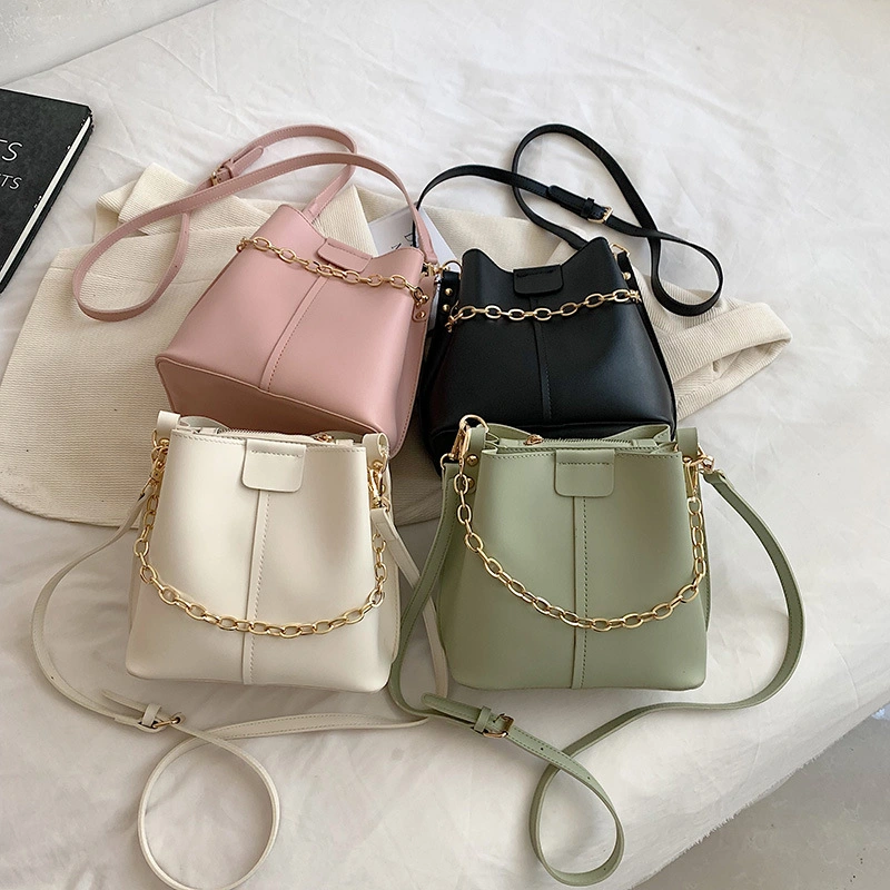 Ru The Fashion Casual Trend Magnetic Buckle Design Simple Chain Shoulder Messenger Handbag Women&prime;s Bucket Bags