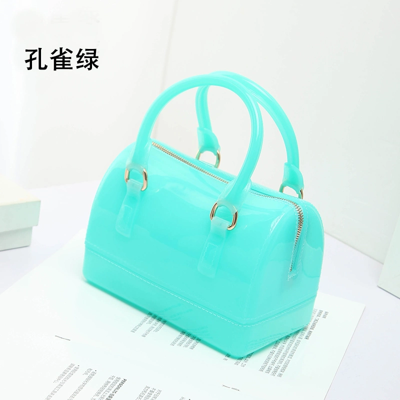 Sh1662 Mini Women Candy Color Jelly Bag Purses Handbags Boston Shape Fashion Summer PVC Silicone Beach Bag