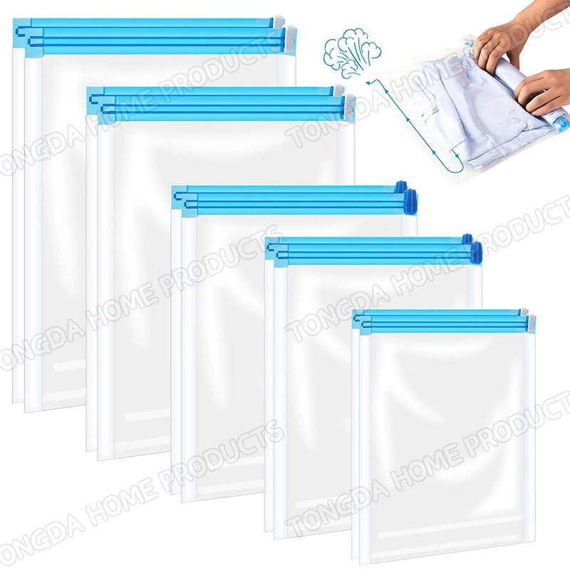 Transparent Frosted Zipper Bag for household Storage Underwear T-Shirt Packaging Plastic Bag with Round Ring