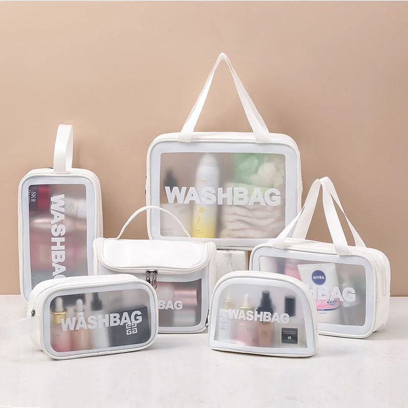 Custom Logo PU PVC Waterproof Trip Black Toiletry Pouch Kits Women Luxury Beauty Makeup Bag Pink Girl Travel Clear Cosmetic Bags