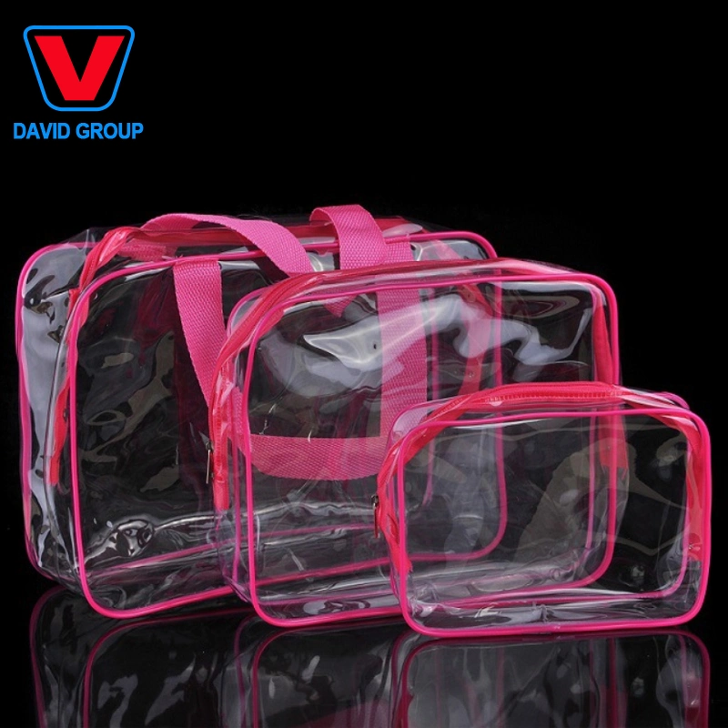 Customize Square Portable Travel Cosmetic Storage Bag Waterproof Clear Makeup Toiletry Bag